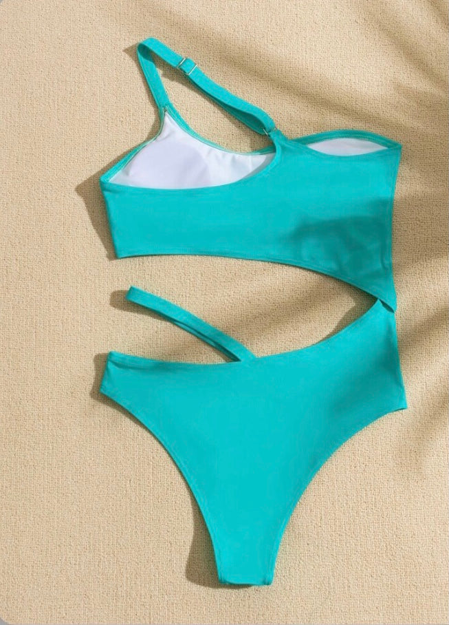 Aqua One Piece Cutout Women Swimsuit